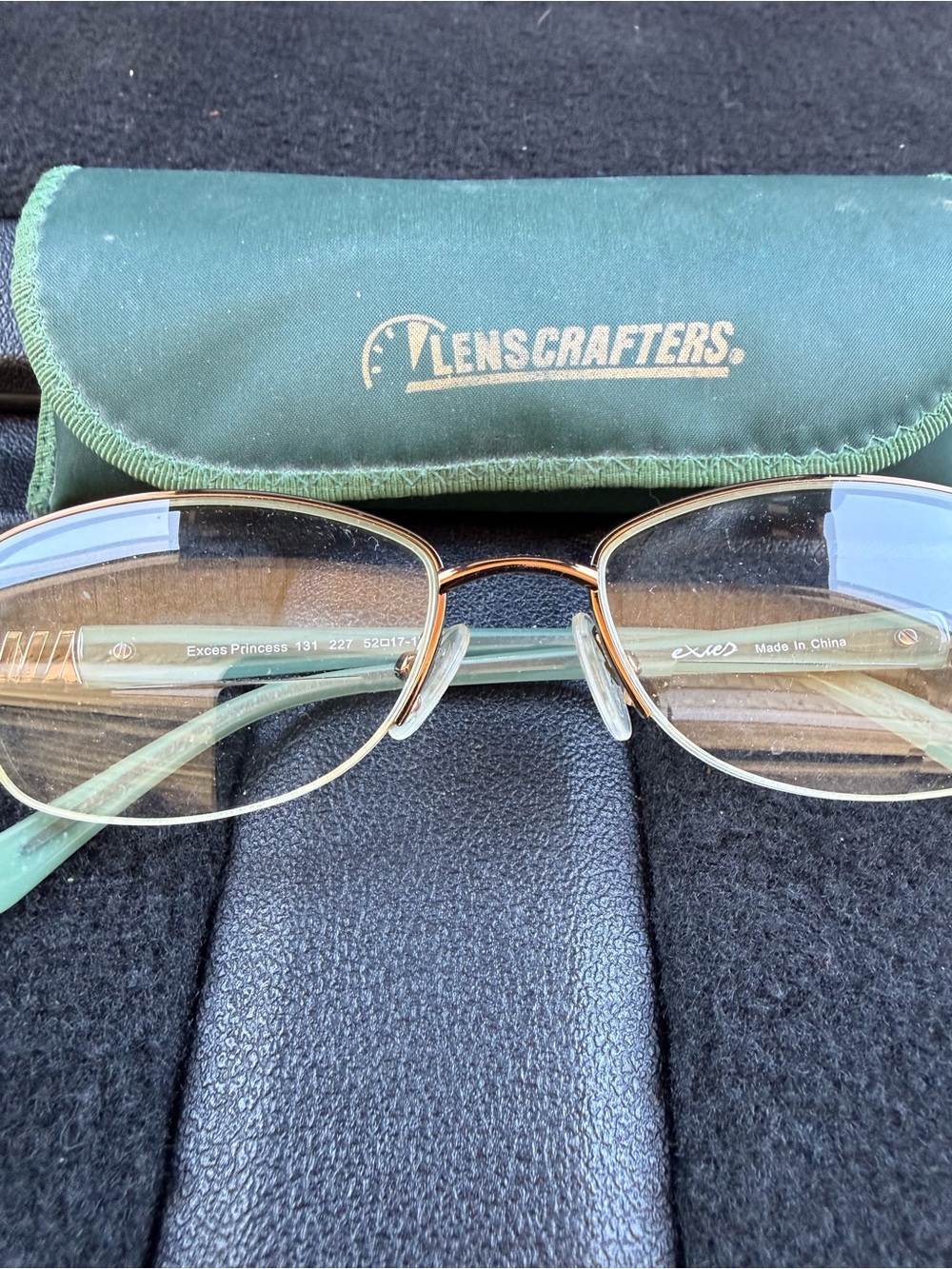 Express Womens Two-Tone Gold and Green Rimless Glasses